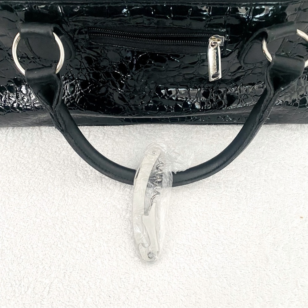 Insulated Wine Bottle Carrying Purse Faux Alligator Skin Black Bottle Opener Inc - Picture 6 of 7